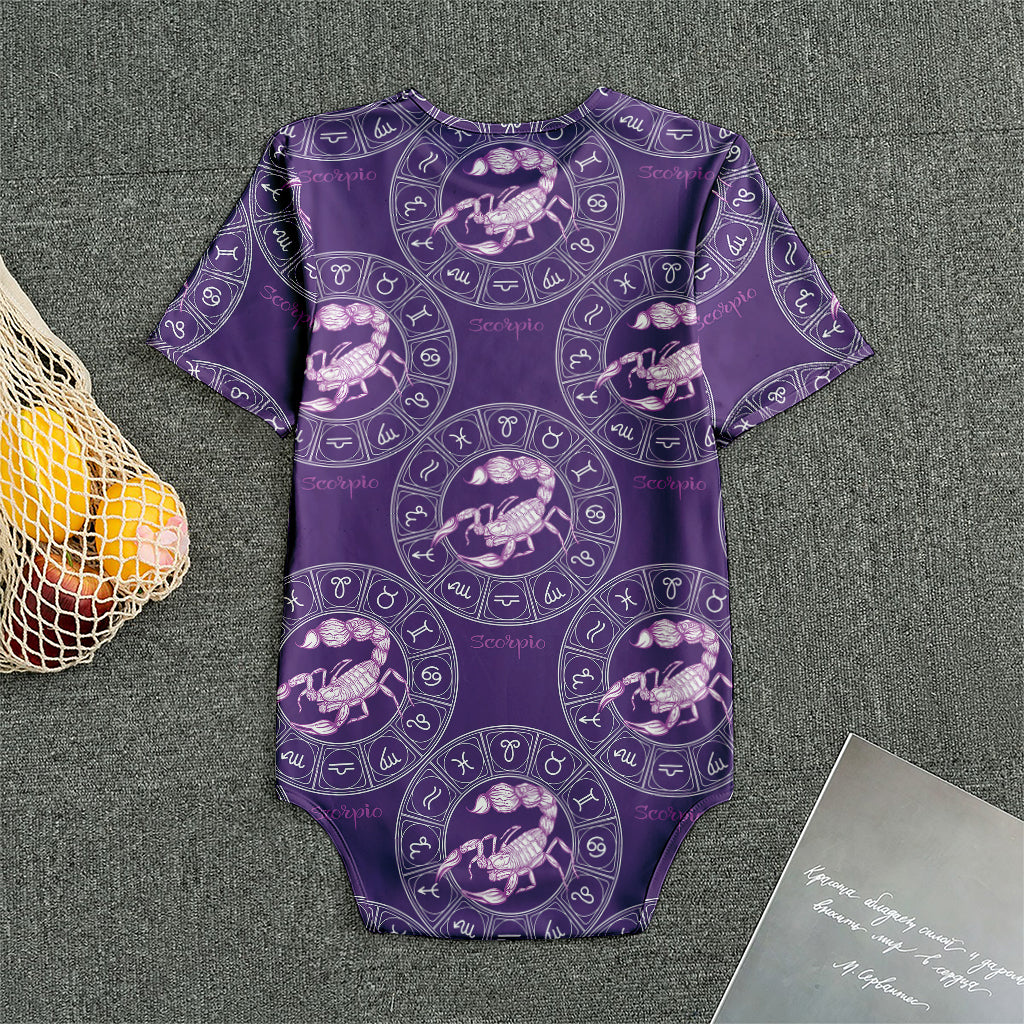 Purple Scorpio Zodiac Pattern Print Men's Bodysuit