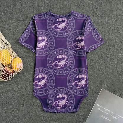 Purple Scorpio Zodiac Pattern Print Men's Bodysuit