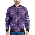 Purple Scorpio Zodiac Pattern Print Men's Bomber Jacket