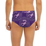 Purple Scorpio Zodiac Pattern Print Men's Briefs