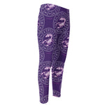 Purple Scorpio Zodiac Pattern Print Men's Compression Pants