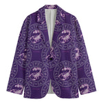 Purple Scorpio Zodiac Pattern Print Men's Cotton Blazer