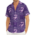 Purple Scorpio Zodiac Pattern Print Men's Deep V-Neck Shirt