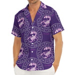 Purple Scorpio Zodiac Pattern Print Men's Deep V-Neck Shirt