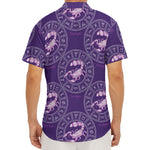 Purple Scorpio Zodiac Pattern Print Men's Deep V-Neck Shirt