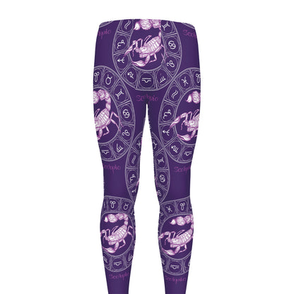 Purple Scorpio Zodiac Pattern Print Men's leggings