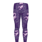 Purple Scorpio Zodiac Pattern Print Men's leggings