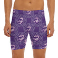 Purple Scorpio Zodiac Pattern Print Men's Long Boxer Briefs