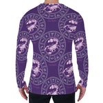 Purple Scorpio Zodiac Pattern Print Men's Long Sleeve T-Shirt