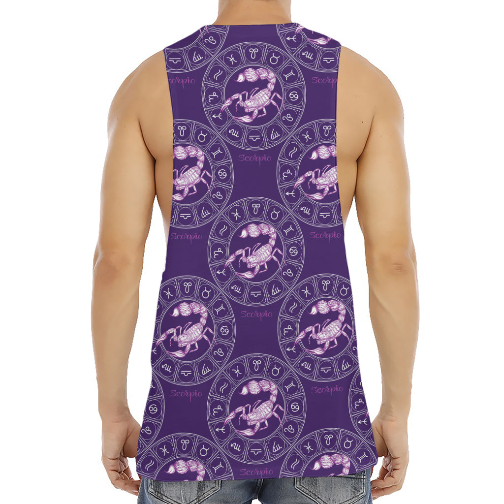 Purple Scorpio Zodiac Pattern Print Men's Muscle Tank Top
