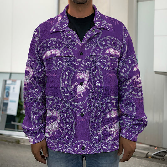 Purple Scorpio Zodiac Pattern Print Men's Shirt Jacket