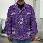 Purple Scorpio Zodiac Pattern Print Men's Shirt Jacket
