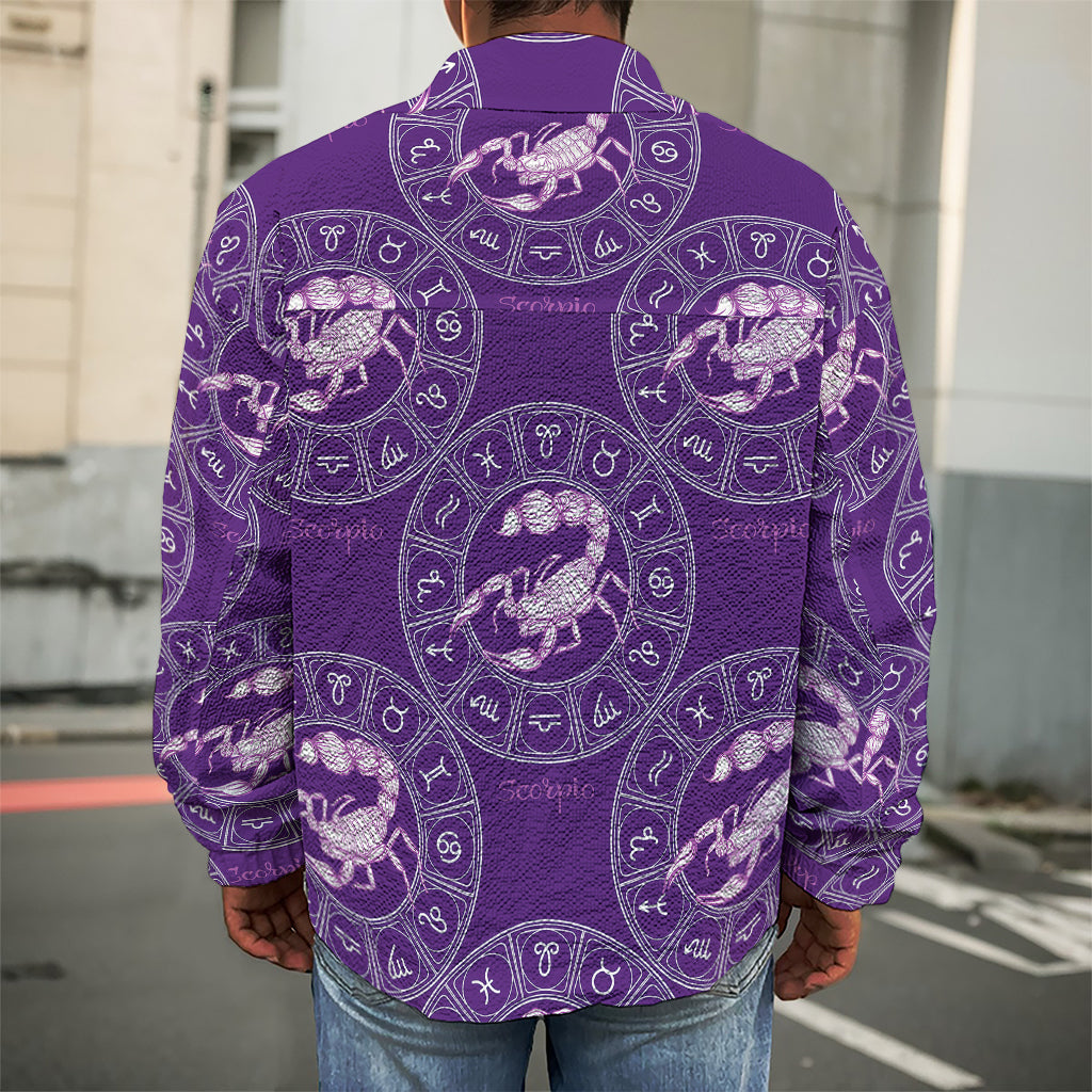 Purple Scorpio Zodiac Pattern Print Men's Shirt Jacket