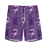 Purple Scorpio Zodiac Pattern Print Men's Sports Shorts