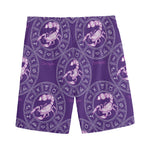Purple Scorpio Zodiac Pattern Print Men's Sports Shorts