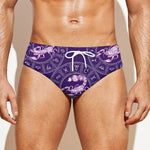 Purple Scorpio Zodiac Pattern Print Men's Swim Briefs
