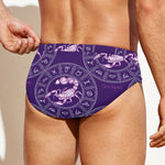 Purple Scorpio Zodiac Pattern Print Men's Swim Briefs