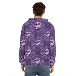 Purple Scorpio Zodiac Pattern Print Men's Velvet Pullover Hoodie