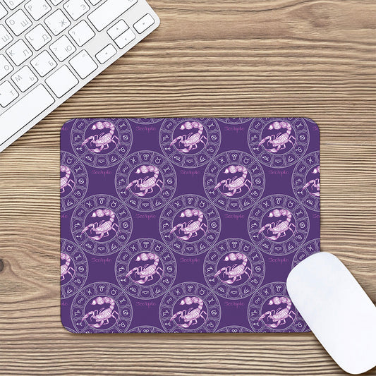 Purple Scorpio Zodiac Pattern Print Mouse Pad