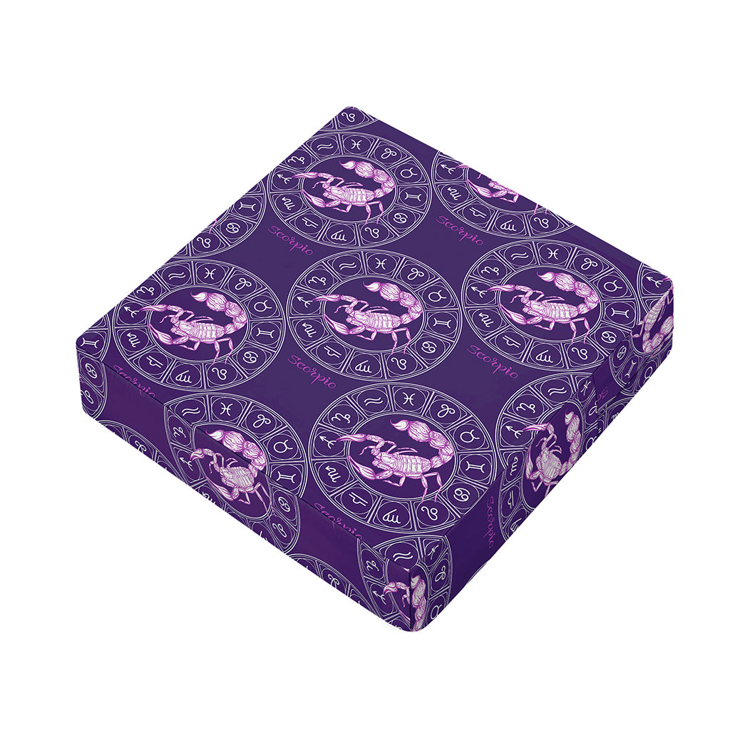 Purple Scorpio Zodiac Pattern Print Outdoor Seat Cushion Cover