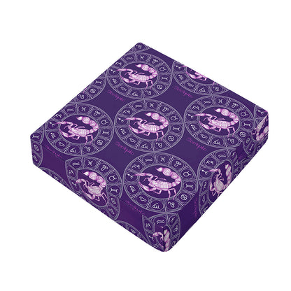 Purple Scorpio Zodiac Pattern Print Outdoor Seat Cushion Cover