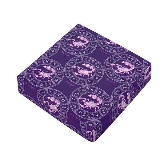 Purple Scorpio Zodiac Pattern Print Outdoor Seat Cushion Cover