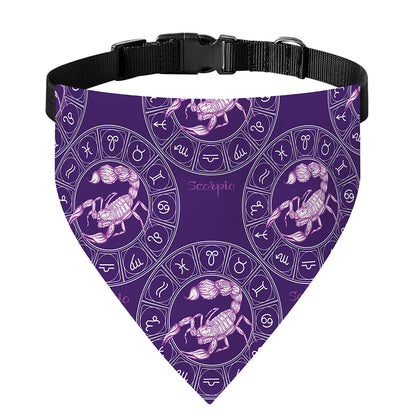 Purple Scorpio Zodiac Pattern Print Over The Collar Dog Bandana