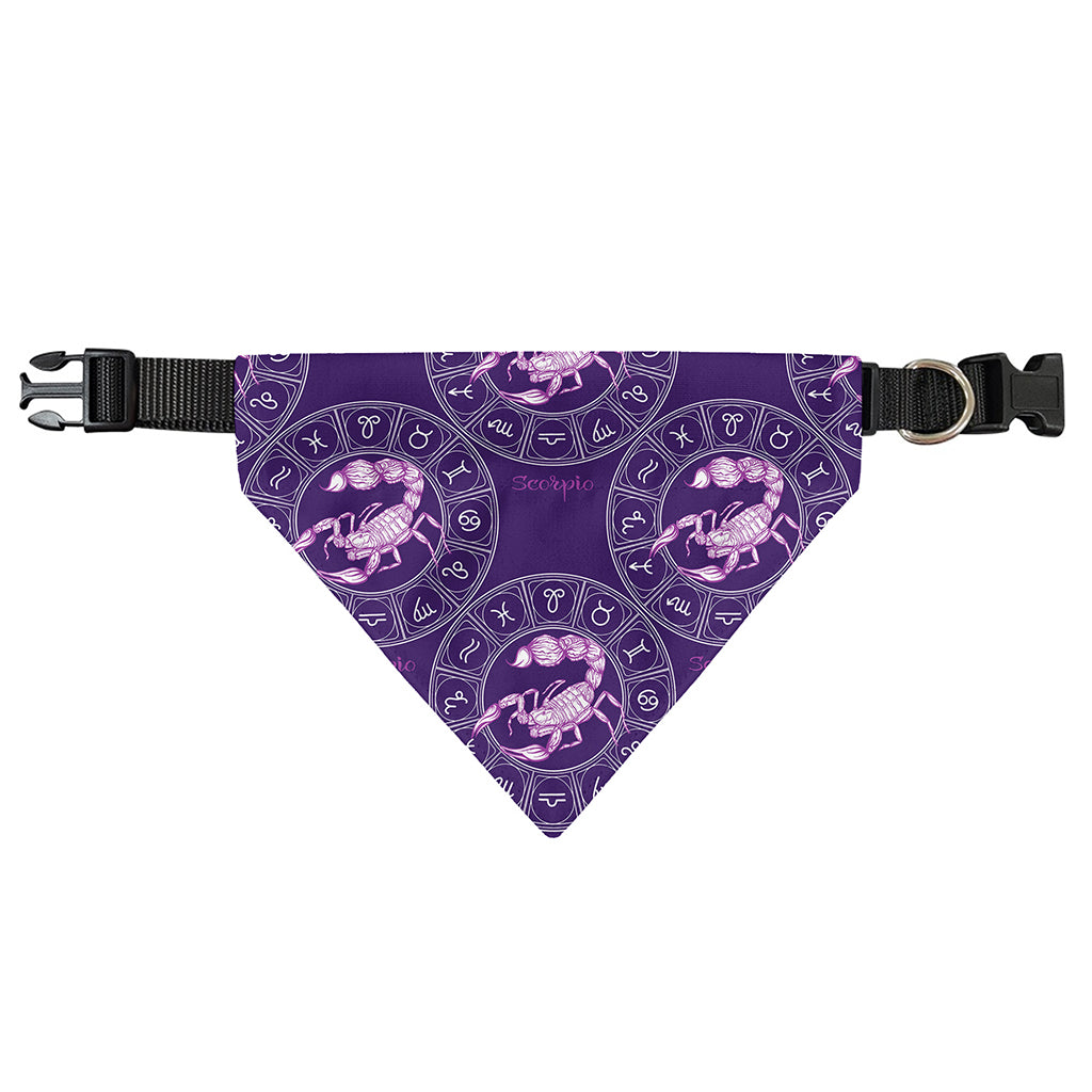 Purple Scorpio Zodiac Pattern Print Over The Collar Dog Bandana