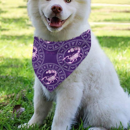 Purple Scorpio Zodiac Pattern Print Over The Collar Dog Bandana