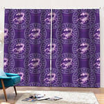 Purple Scorpio Zodiac Pattern Print Pencil Pleat Curtains