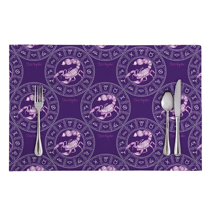 Purple Scorpio Zodiac Pattern Print Placemat