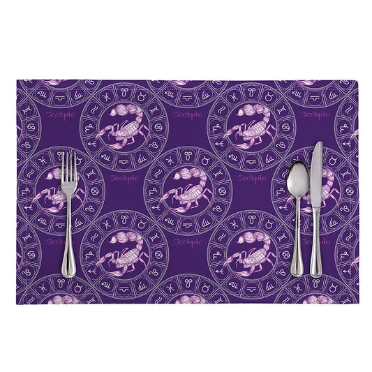 Purple Scorpio Zodiac Pattern Print Placemat