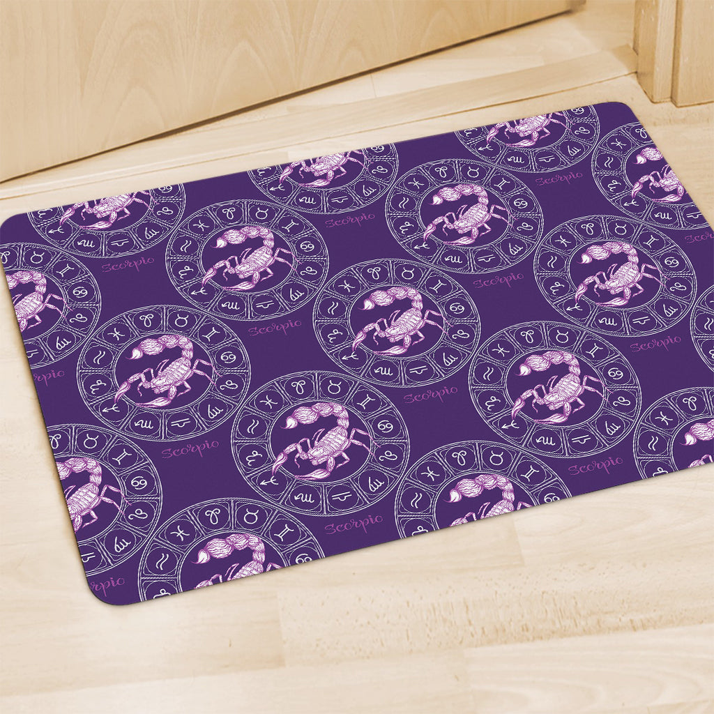 Purple Scorpio Zodiac Pattern Print Polyester Doormat