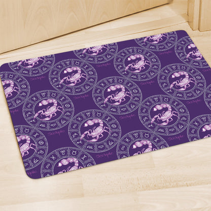 Purple Scorpio Zodiac Pattern Print Polyester Doormat