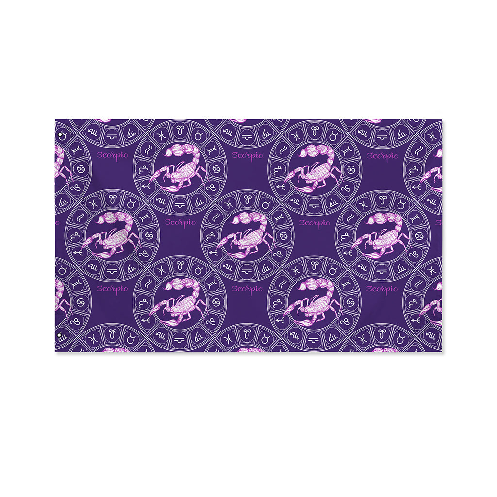 Purple Scorpio Zodiac Pattern Print Polyester Flag