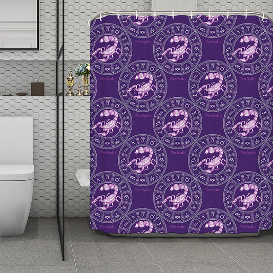 Purple Scorpio Zodiac Pattern Print Polyester Shower Curtain