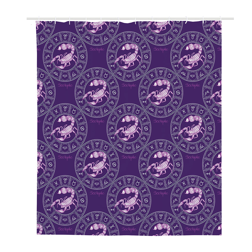 Purple Scorpio Zodiac Pattern Print Polyester Shower Curtain