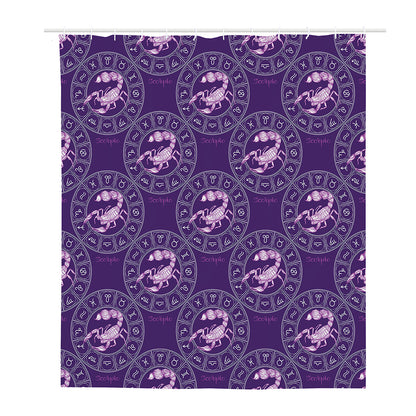 Purple Scorpio Zodiac Pattern Print Polyester Shower Curtain