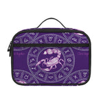 Purple Scorpio Zodiac Pattern Print Portable Lunch Bag