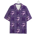 Purple Scorpio Zodiac Pattern Print Rayon Hawaiian Shirt