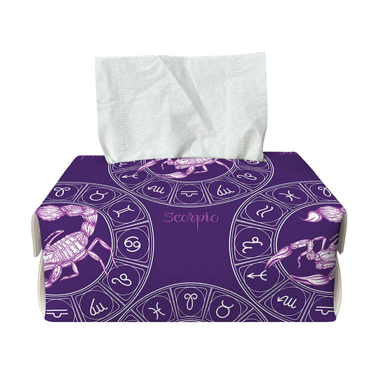 Purple Scorpio Zodiac Pattern Print Rectangle Tissue Box Cover