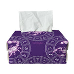 Purple Scorpio Zodiac Pattern Print Rectangle Tissue Box Cover