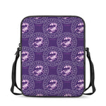 Purple Scorpio Zodiac Pattern Print Rectangular Crossbody Bag