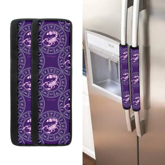 Purple Scorpio Zodiac Pattern Print Refrigerator Handle Covers