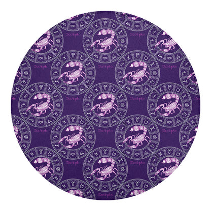 Purple Scorpio Zodiac Pattern Print Round Blanket
