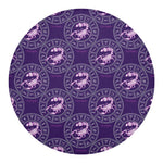 Purple Scorpio Zodiac Pattern Print Round Blanket