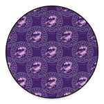 Purple Scorpio Zodiac Pattern Print Round Floor Mat