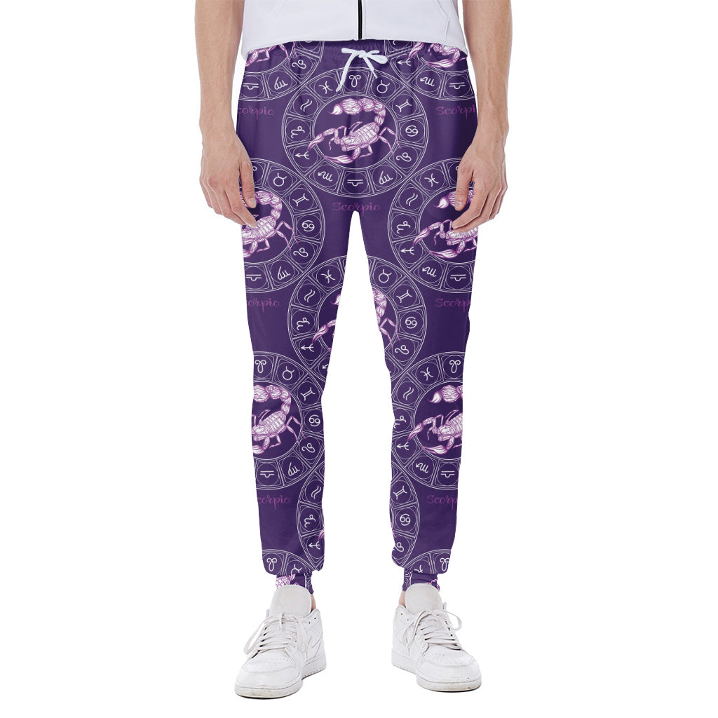 Purple Scorpio Zodiac Pattern Print Scuba Joggers