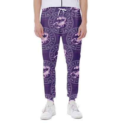 Purple Scorpio Zodiac Pattern Print Scuba Joggers
