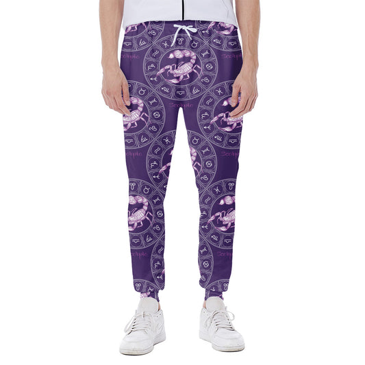 Purple Scorpio Zodiac Pattern Print Scuba Joggers